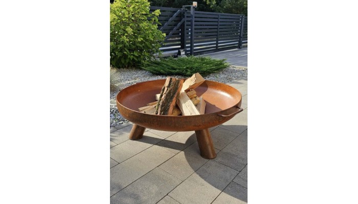 Záhradné ohnisko Corten Round s nohami, 100 cm